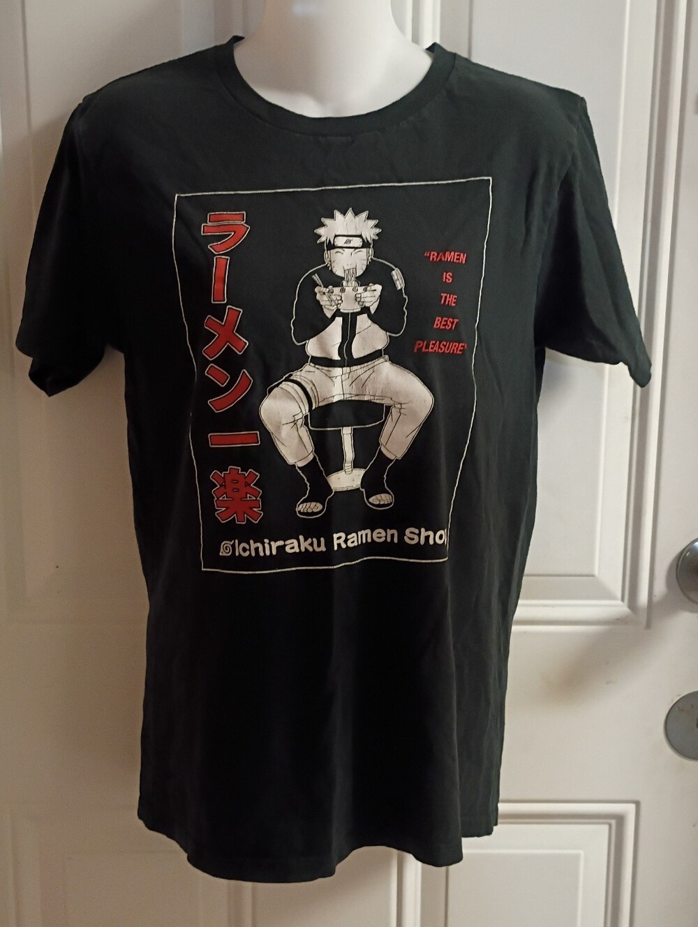 Naruto Ichiraku Ramen Shop Graphic Tee - Black with Red & White Print Small